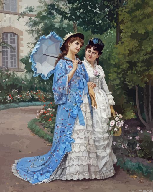 A Garden Stroll By Auguste Toulmouche Painting By Numberss.png