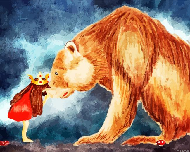 A Princess And Bear Illustration Painting By Numberss.png
