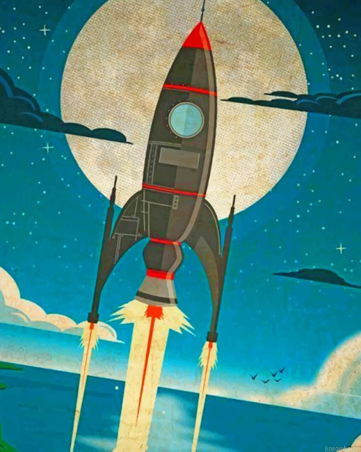 A Rocket Heading Towards The Moon New Painting By Numberss.png