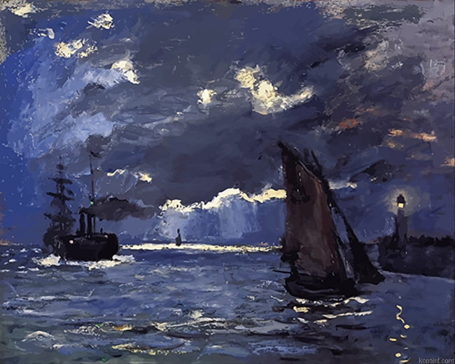 A Seascape Shipping By Moonlight New Painting By Numberss.png