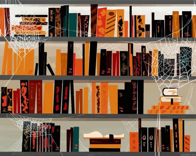 Ablloween Bookshelf Painting By Numberss.png