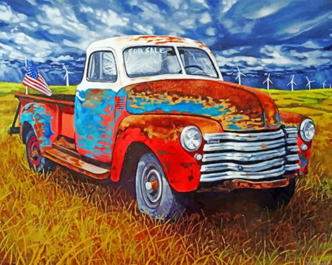 Abandoned Vintage Truck Cars Painting By Numberss.png