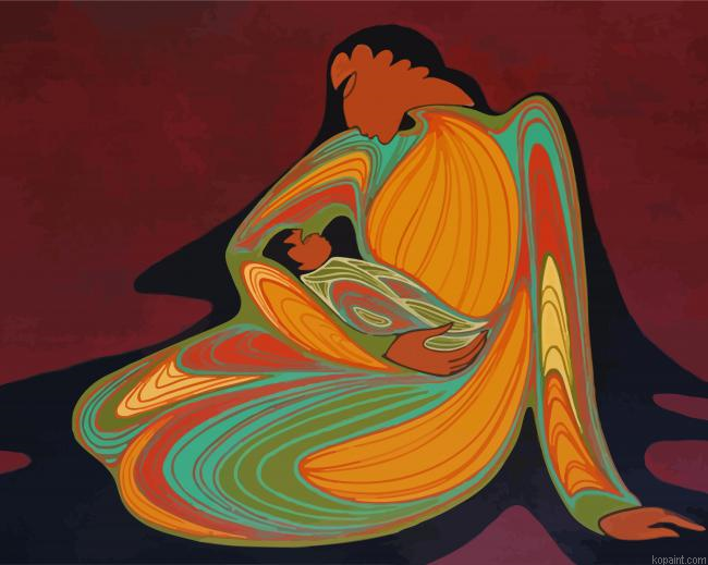 Abstract African Mother And Child Painting By Numberss.png