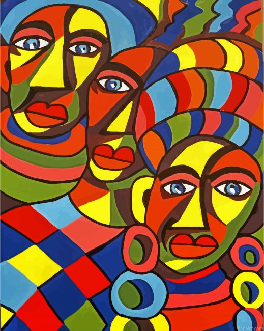 Abstract African Tribal Women Painting By Numberss.png