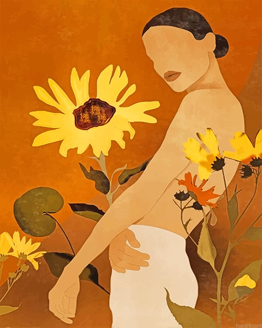 Abstract Art Sunflower Woman New Painting By Numberss.png