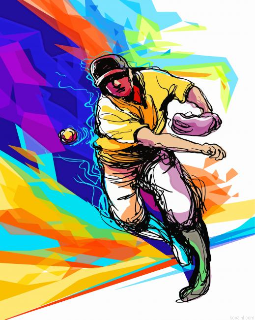 Abstract Baseball Pitcher Painting By Numberss.png
