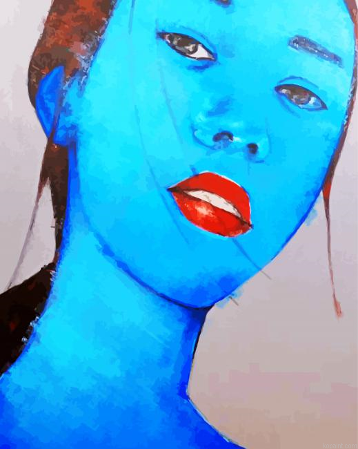 Abstract Blue Lady Painting By Numberss.png