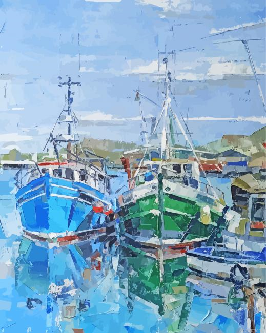 Abstract Blue Seaport Seascape Painting By Numberss.png