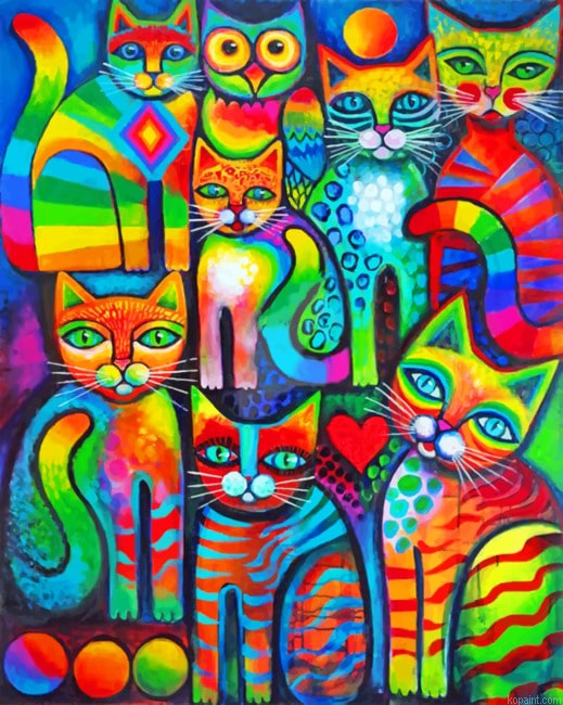 Abstract Cats Animals Painting By Numberss.png