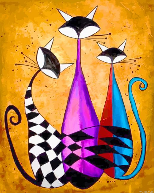 Abstract Cats Art Painting By Numberss.png
