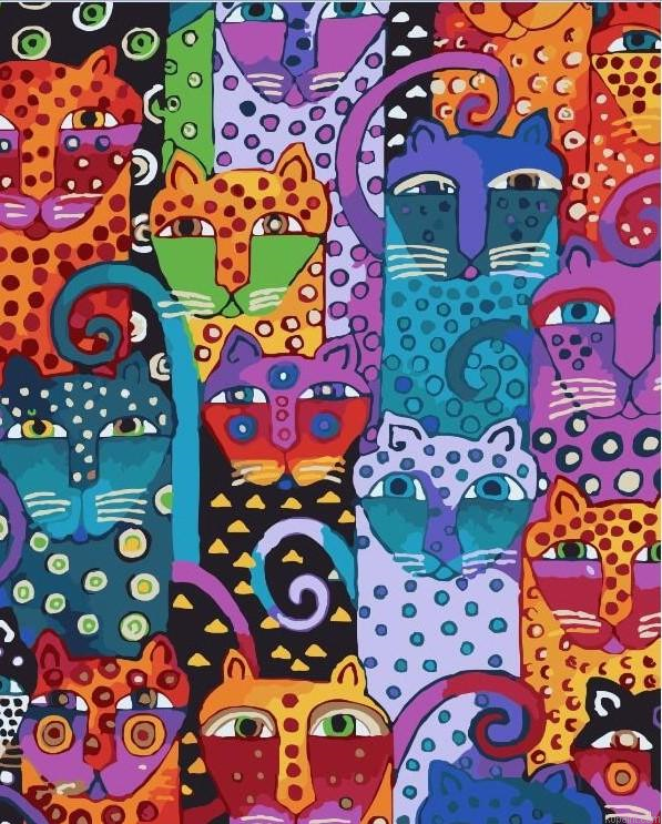 Abstract Cats Heads Painting By Numberss.png