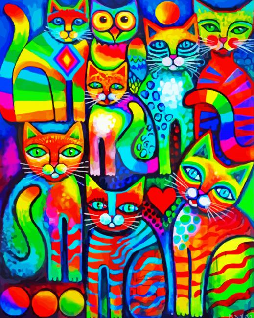 Abstract Cats Painting By Numberss.png