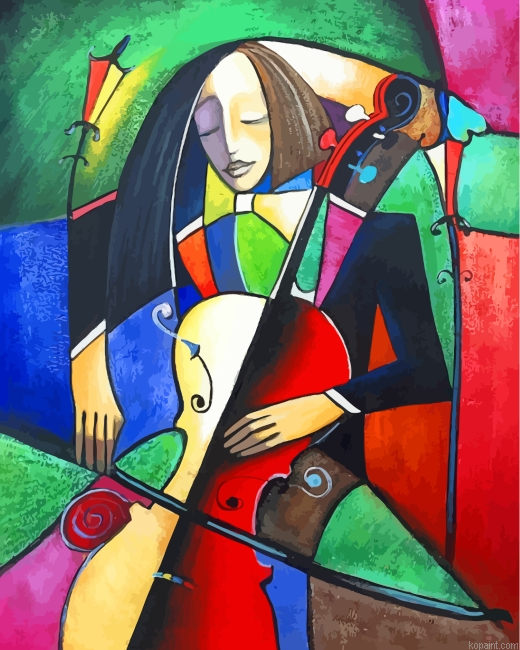 Abstract Cello Player Painting By Numberss.png
