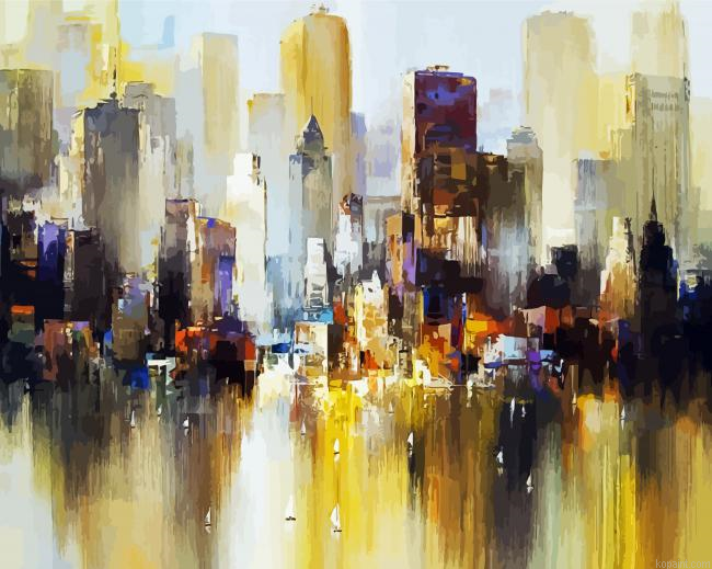 Abstract City Reflection Painting By Numberss.png