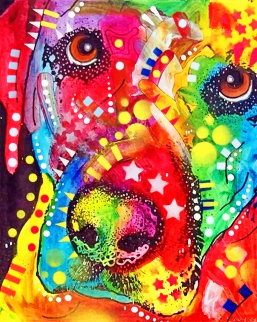 Abstract Colorful Dog Animals Painting By Numberss.png
