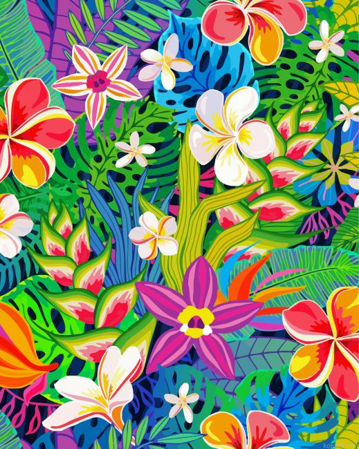 Abstract Colorful Flowers Painting By Numberss.png