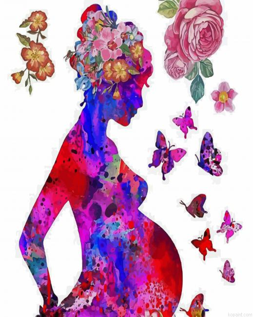 Abstract Colorful Pregnant Woman Paint By Numbers.png