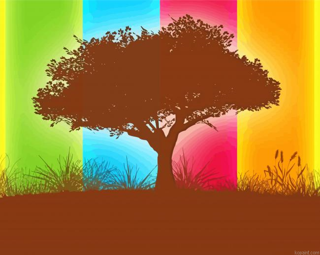 Abstract Colorful Tree Painting By Numberss.png