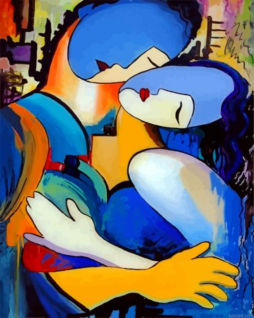 Abstract Couple Hugging Painting By Numberss.png