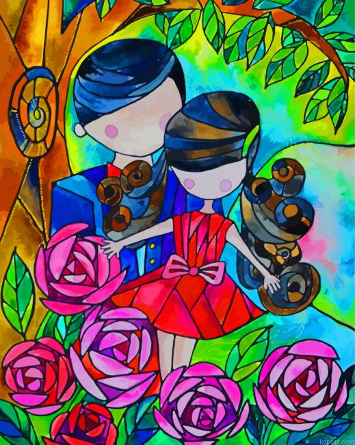 Abstract Couple In The Garden Painting By Numberss.png