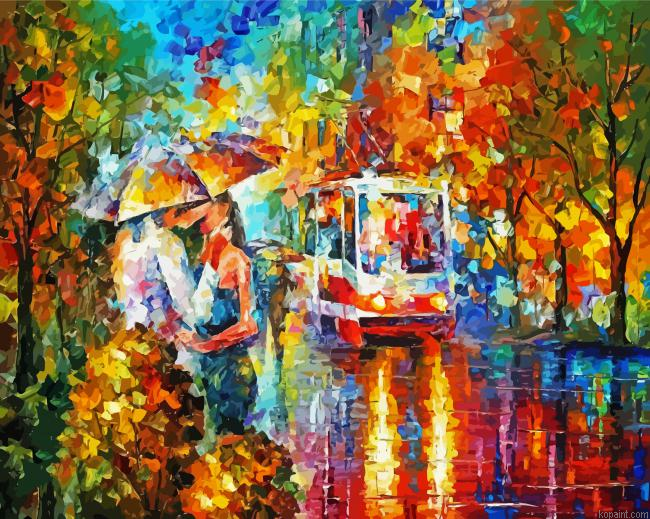 Abstract Couple Under Umbrella Painting By Numberss.png