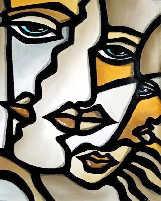 Abstract Cubism Faces Painting By Numberss.png