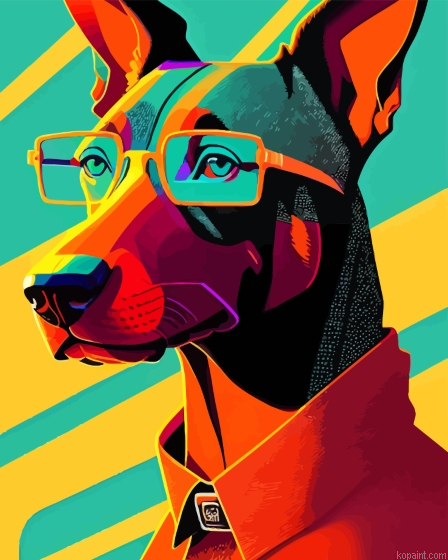 Abstract Dobermann With Glasses Painting By Numberss.png