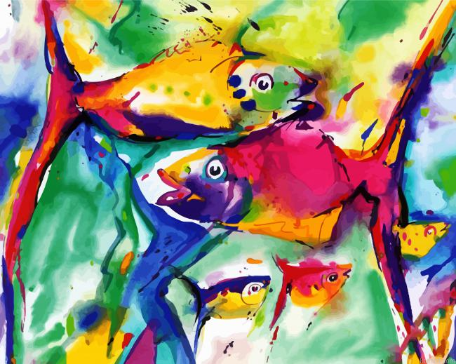 Abstract Fishes Painting By Numberss.png