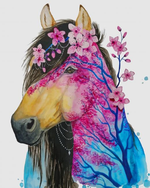 Abstract Floral Horse New Painting By Numberss.png