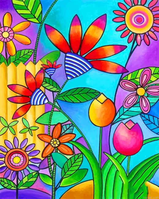 Abstract Flowers Colorful Painting By Numberss.png