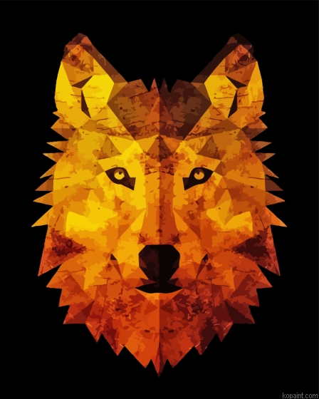 Abstract Gold Wolf Painting By Numberss.png