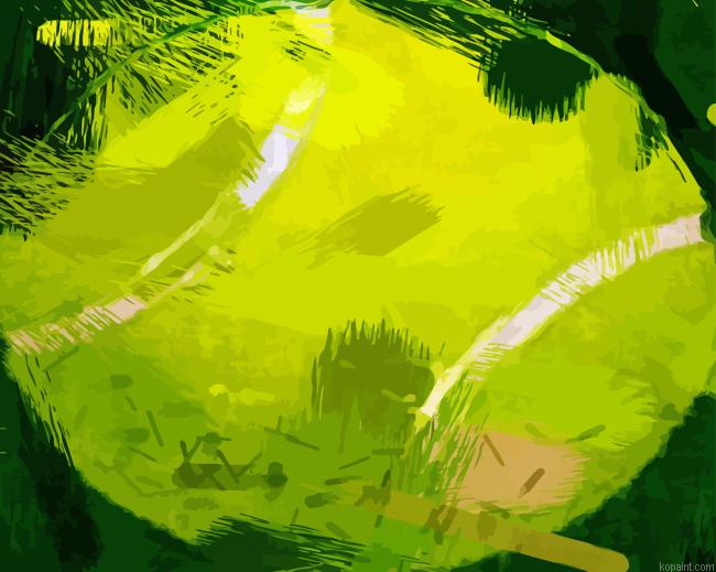 Abstract Green Tennis Ball Painting By Numberss.png