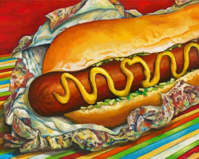 Abstract Hot Dog Food Painting By Numberss.png