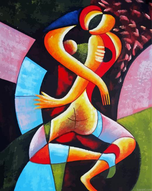 Abstract Hugging Couple Painting By Numberss.png