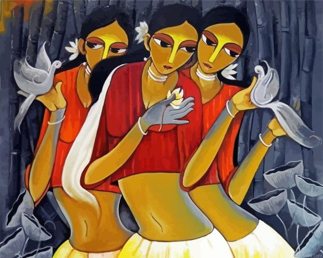 Abstract Indian Women Paint By Numbers