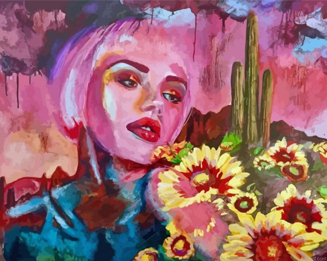 Abstract Lady And Flowers Paint By Numbers