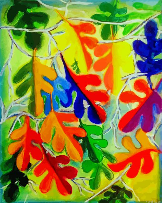 Abstract Leaves Art Painting By Numberss.png