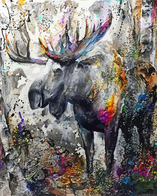 Abstract Moose Art Painting By Numberss.png