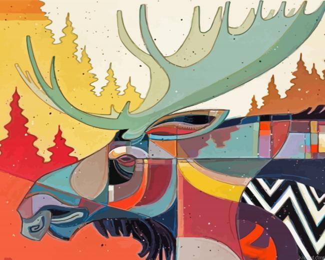 Abstract Moose Painting By Numberss.png