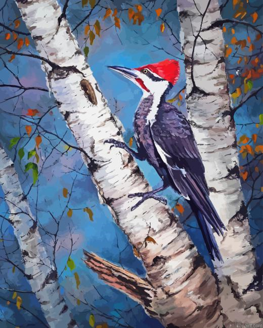 Abstract Pileated Woodpecker Painting By Numberss.png
