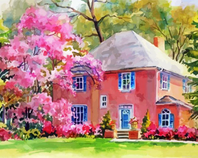 Abstract Pink House Painting By Numberss.png