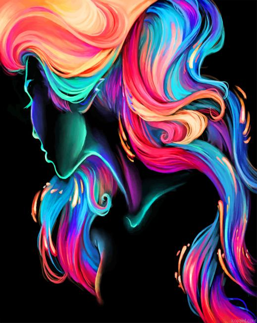 Abstract Rainbow Hair New Painting By Numberss.png
