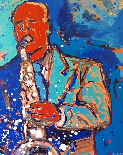 Abstract Saxophone Man Painting By Numberss.png