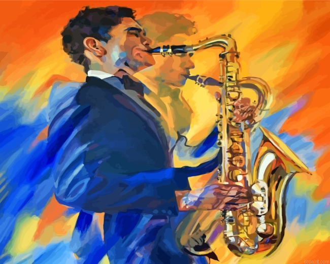Abstract Saxophone Player Painting By Numberss.png