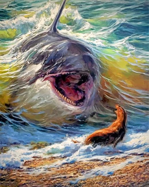 Abstract Shark And Seal Painting By Numberss.png
