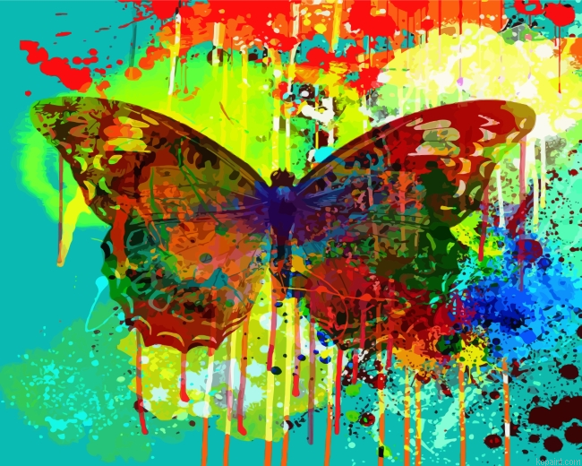 Abstract Splash Butterfly Painting By Numberss.png