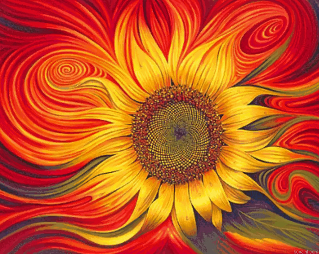 Abstract Sunflower Painting By Numberss.png