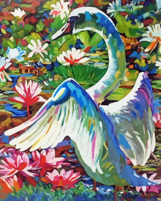 Abstract Swan And Flowers Painting By Numberss.png