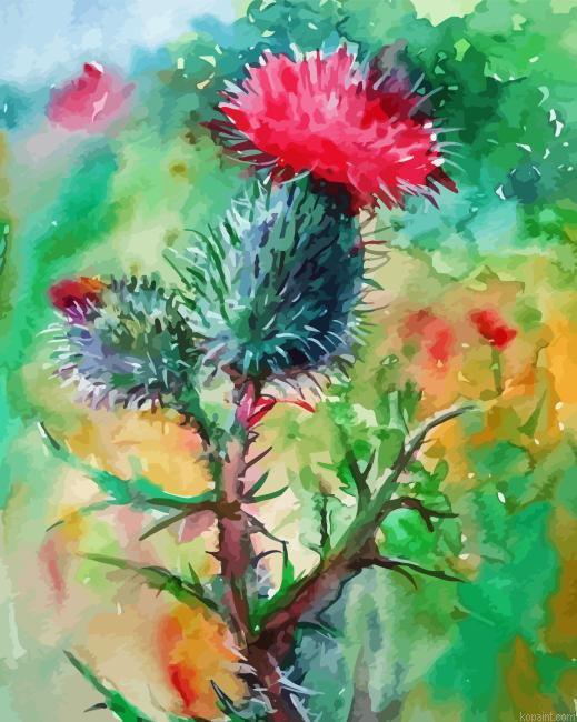 Abstract Thistle Plant Painting By Numberss.png