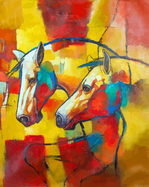 Abstract Tribal Horses Painting By Numberss.png